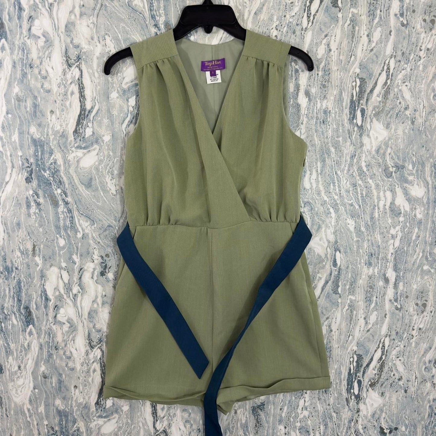 Preppy Sage Green Sleeveless Romper (S)