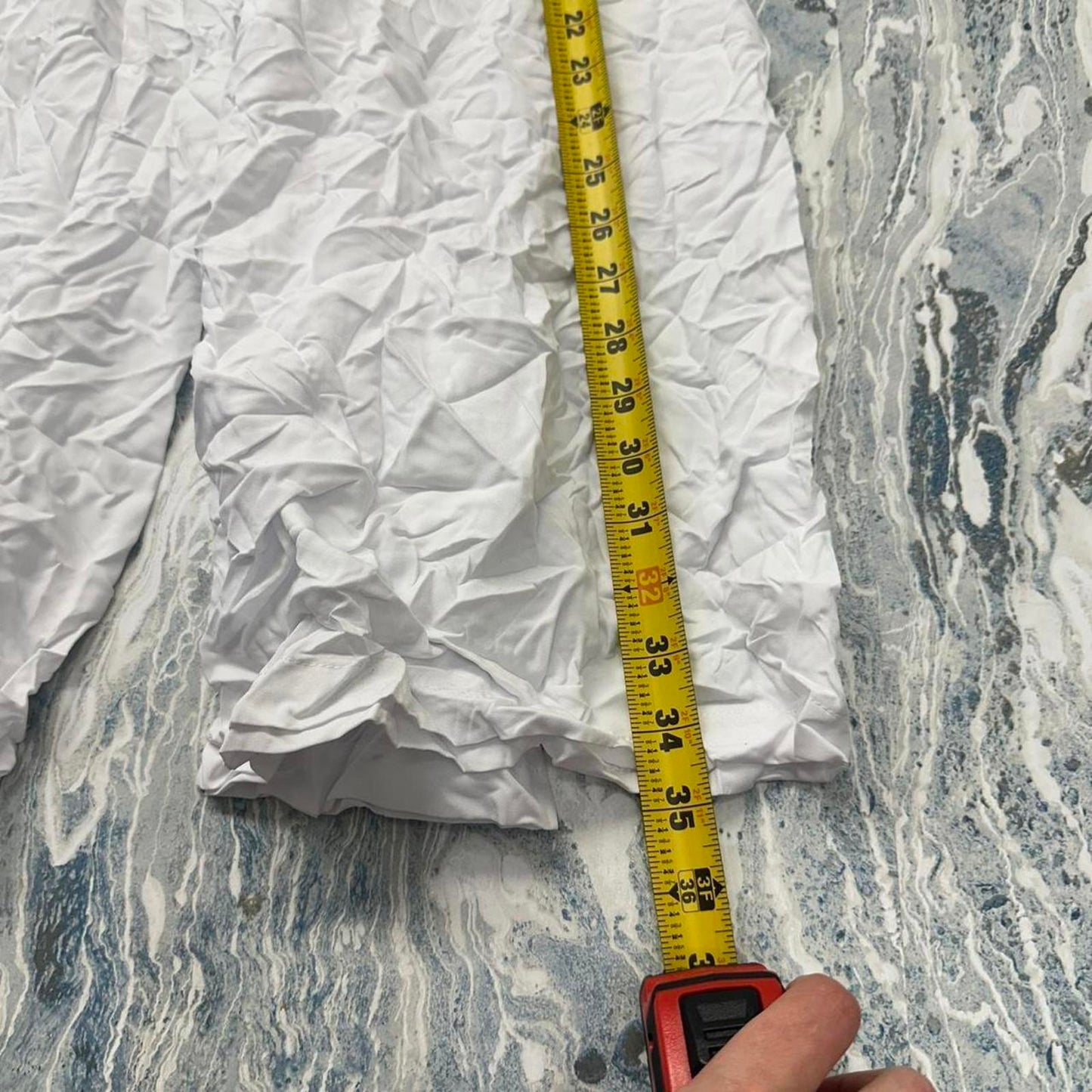 Square Designer White Crinkle Wide Leg Pants (1)