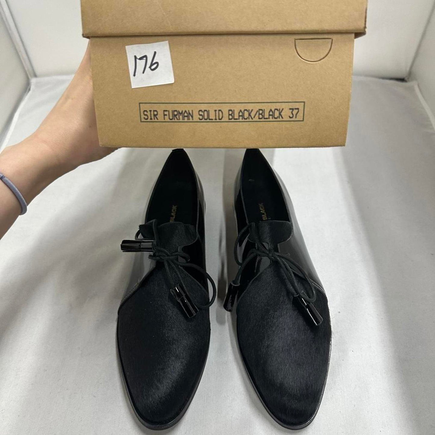 Designer Black Patent Leather Oxfords (37)