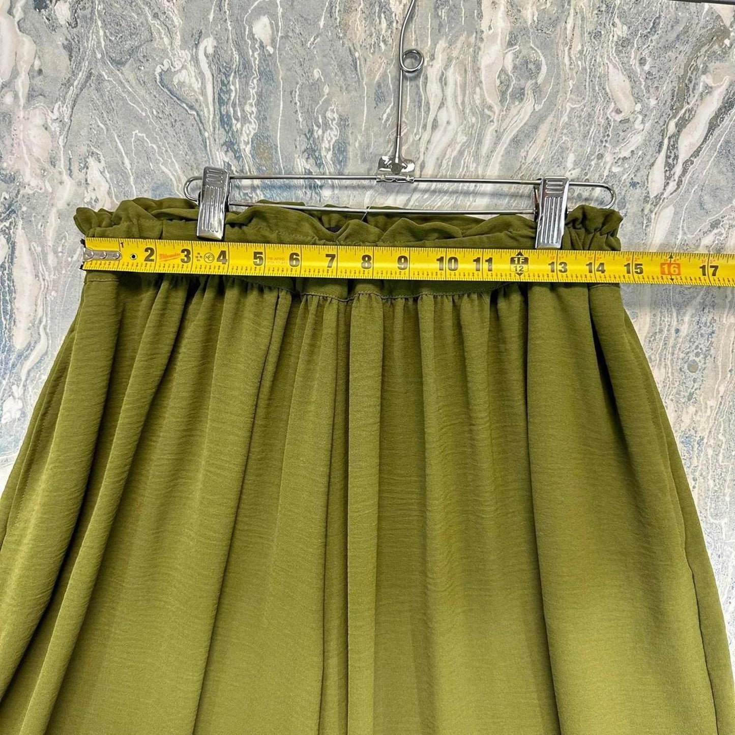 Boho Designer Relaxed Fit Olive Green Wide Leg Pants (1)
