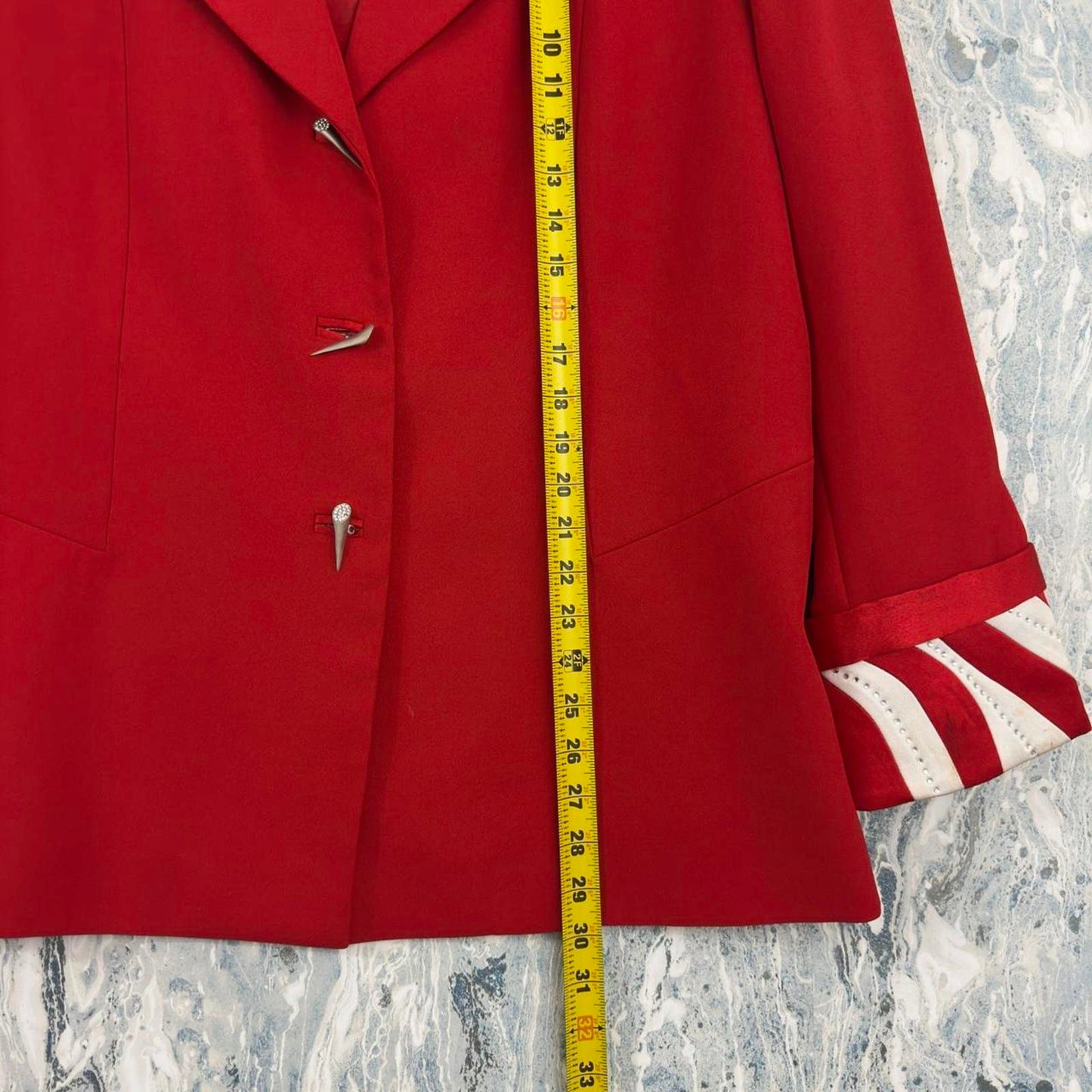 Vintage Red Peppermint Striped Collar Blazer (21/22)