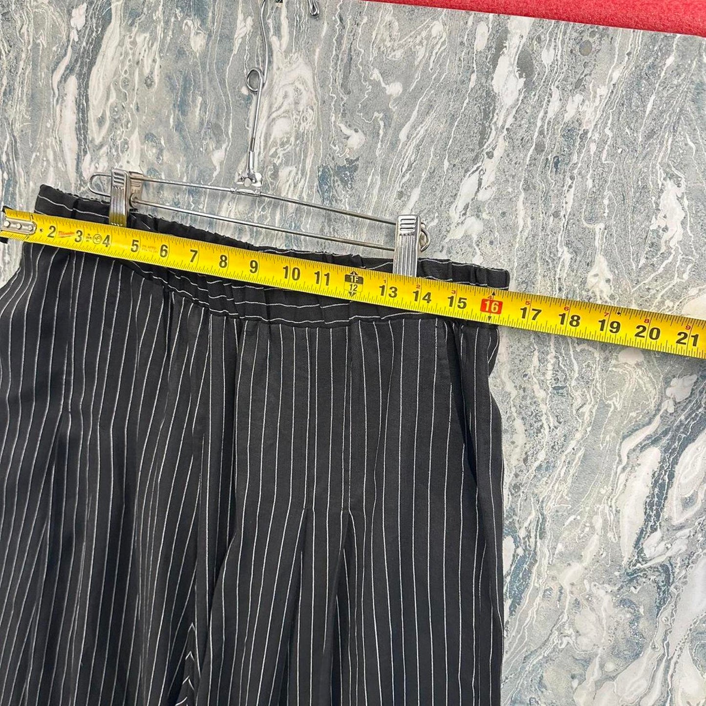 Boho wide leg black pin striped pants (4)