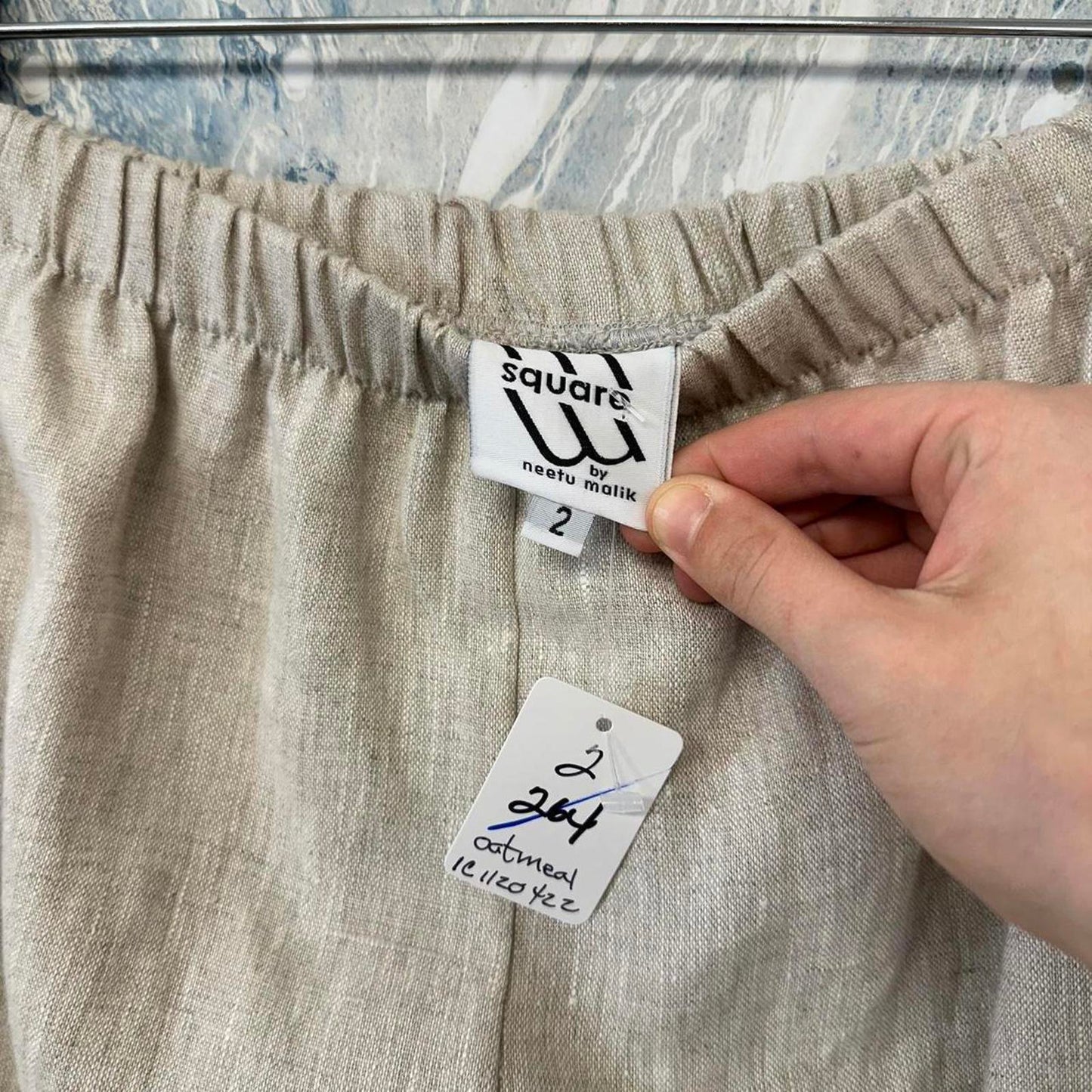 square by neetu malik Minimalist Oatmeal Linen Trousers (2)