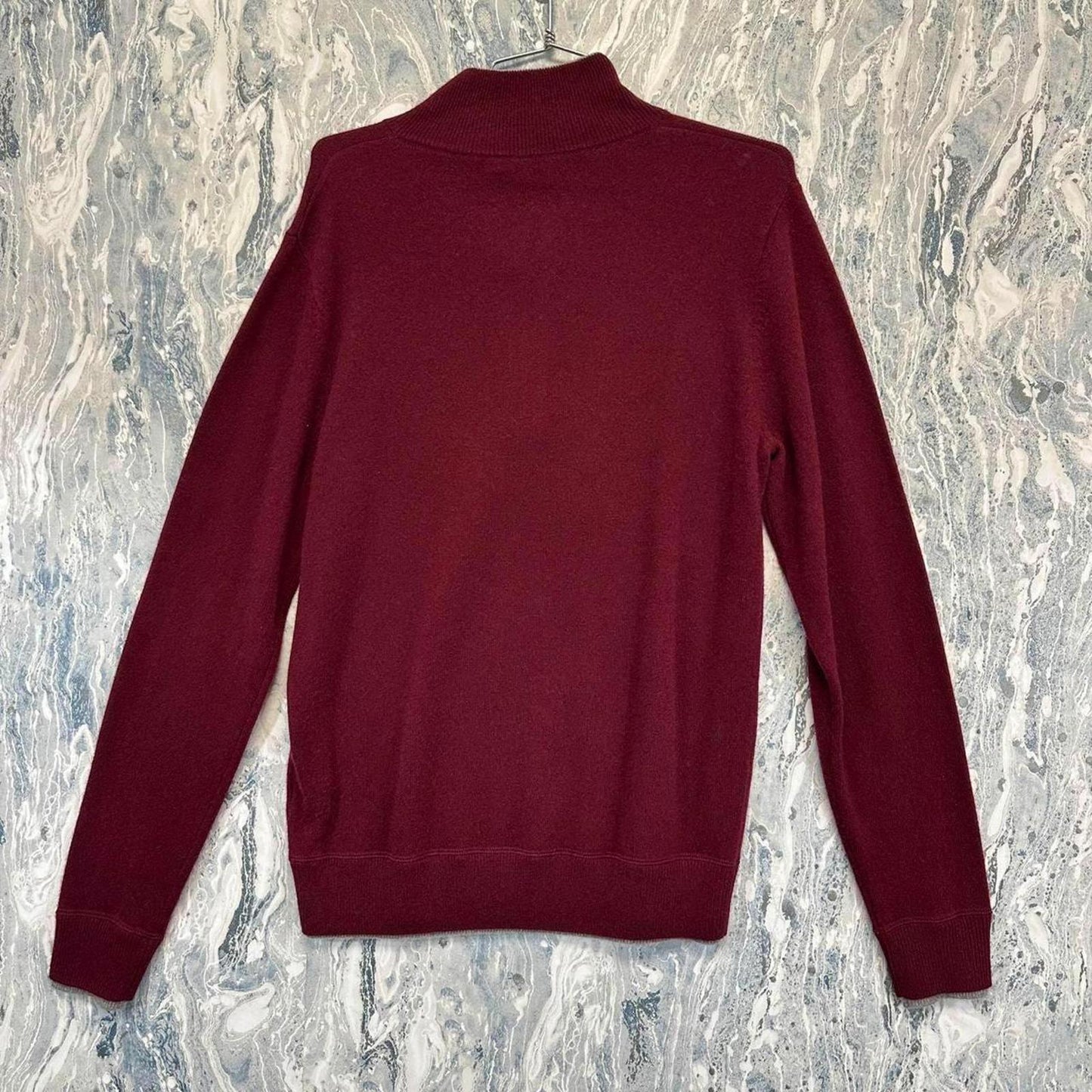Minimalist Burgundy Quarter Zip Sweater (M)