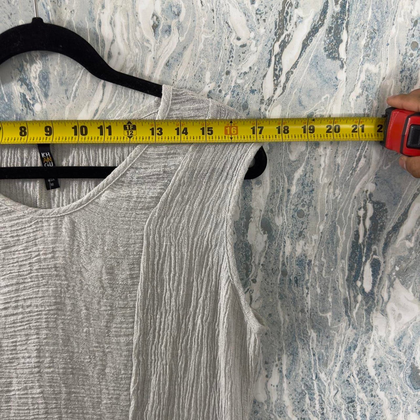 Designer Gray Textured Sleeveless Tank Top (M)