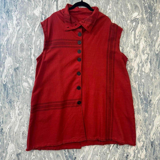 m square neetu malik Red Button-Front Sleeveless Vest (2) BNWT