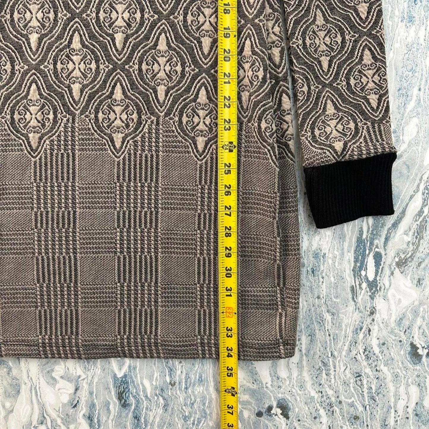 Preppy Vintage Plaid Tan Pattern Long Sleeve Dress (Size 42)