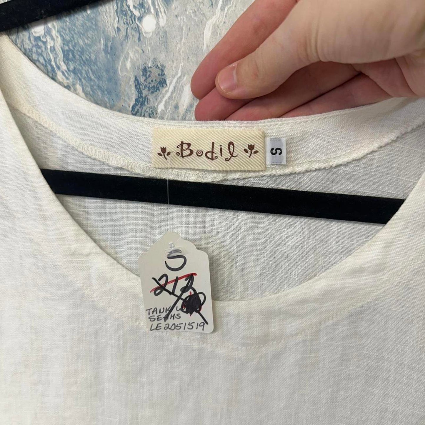 Bodil Boho White Sleeveless Tank Dress with Pocket (S)