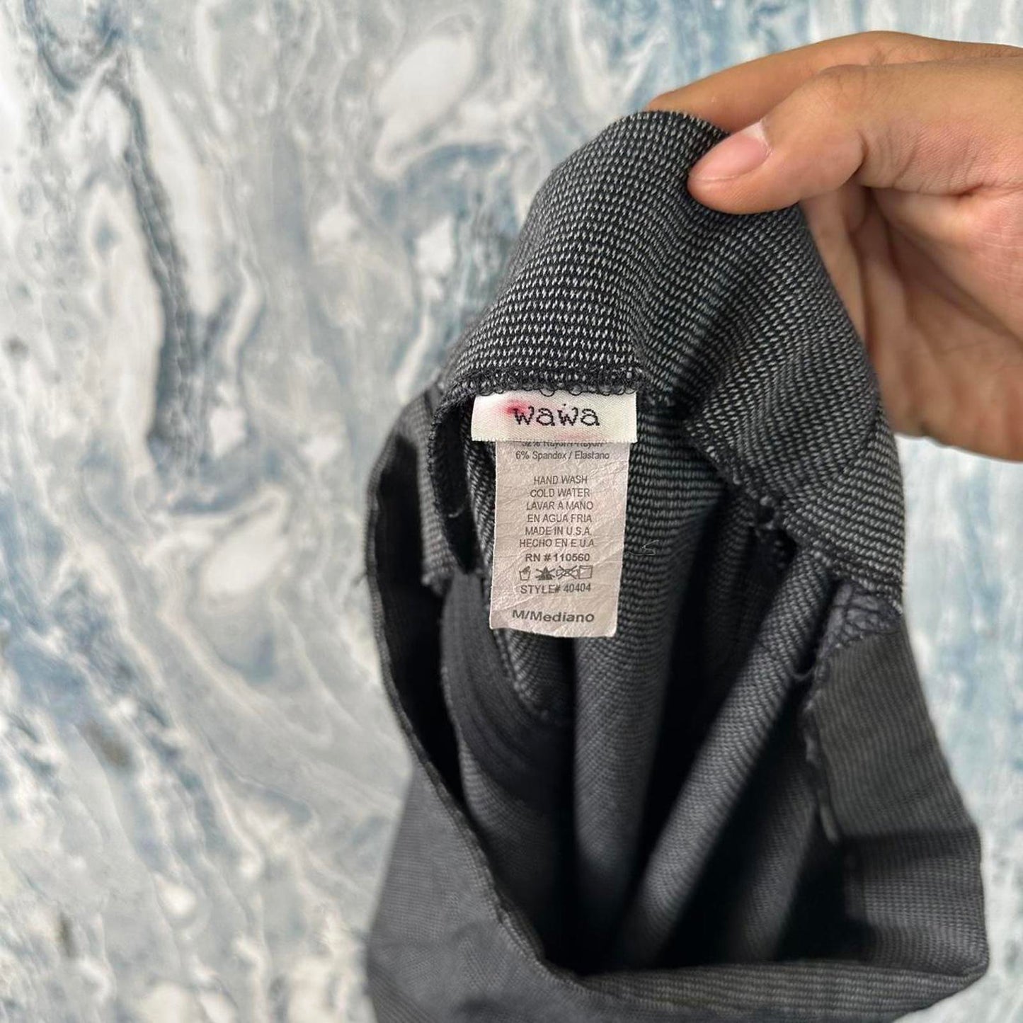 Vintage WAWA Black Charcoal Ruffle Hem Pencil Skirt with Bow Detail (M)