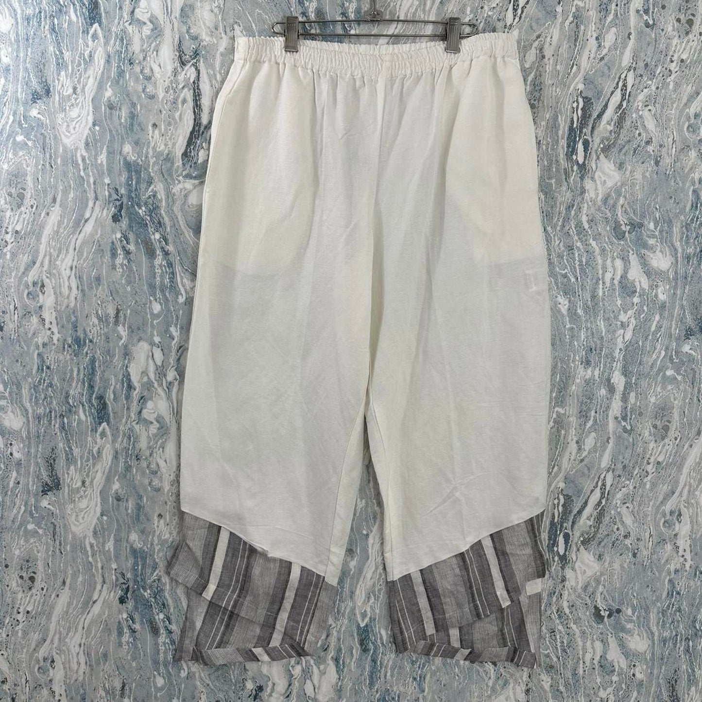 Designer White Colorblock Pants (L)