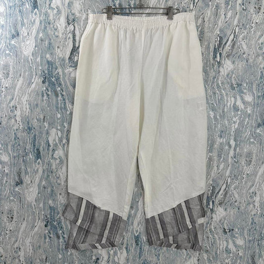 Designer White Colorblock Pants (L)
