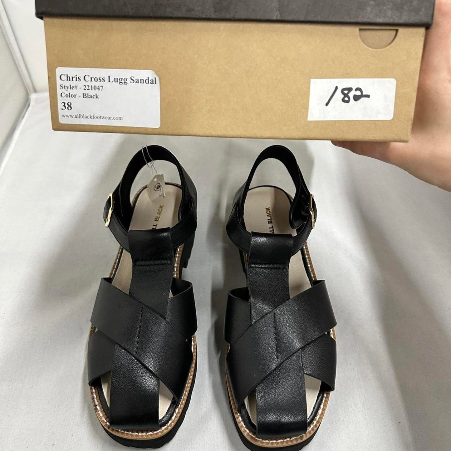 Designer Sleek Black Strappy Platform Sandals (38)