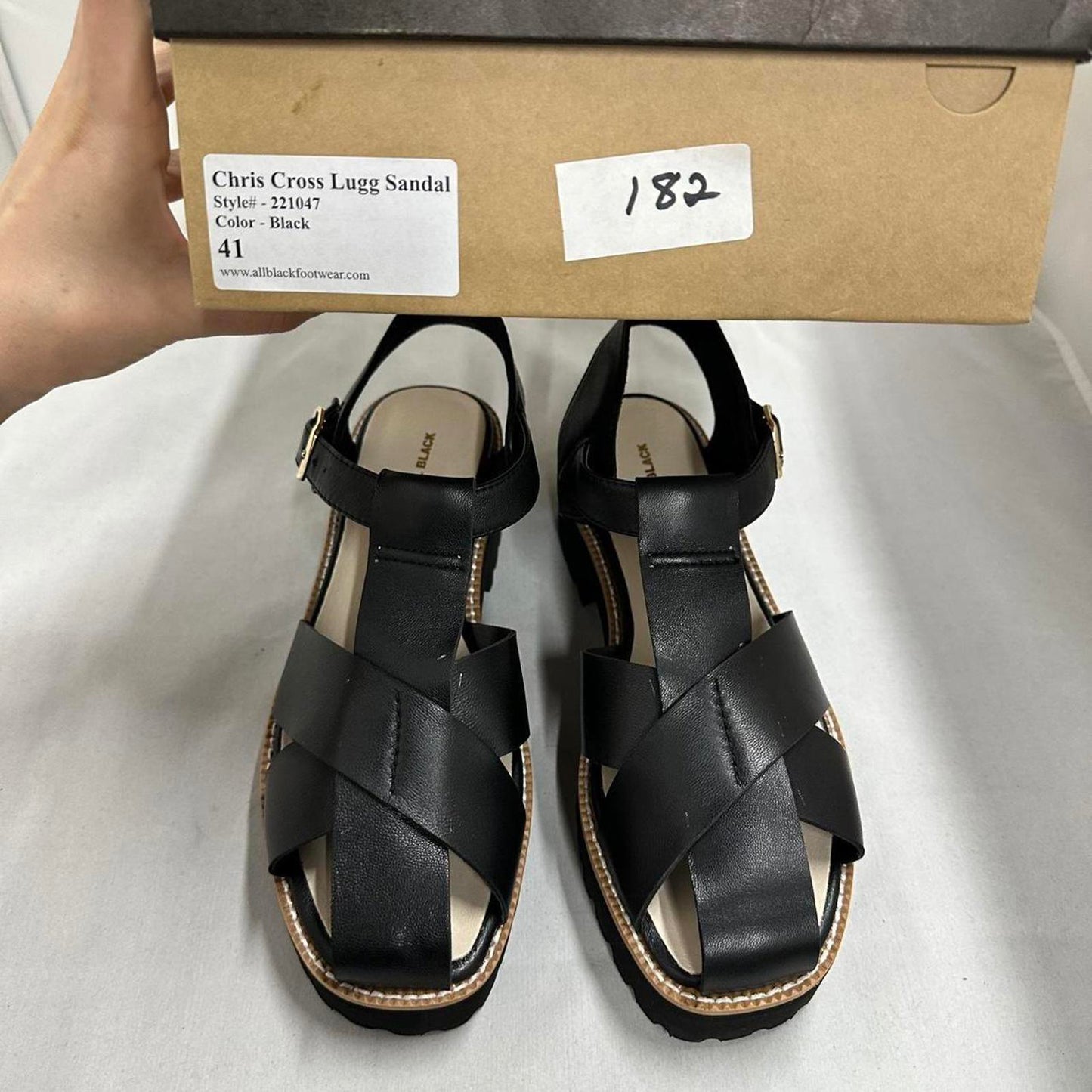 Designer Chic Black Strap Sandals (41)