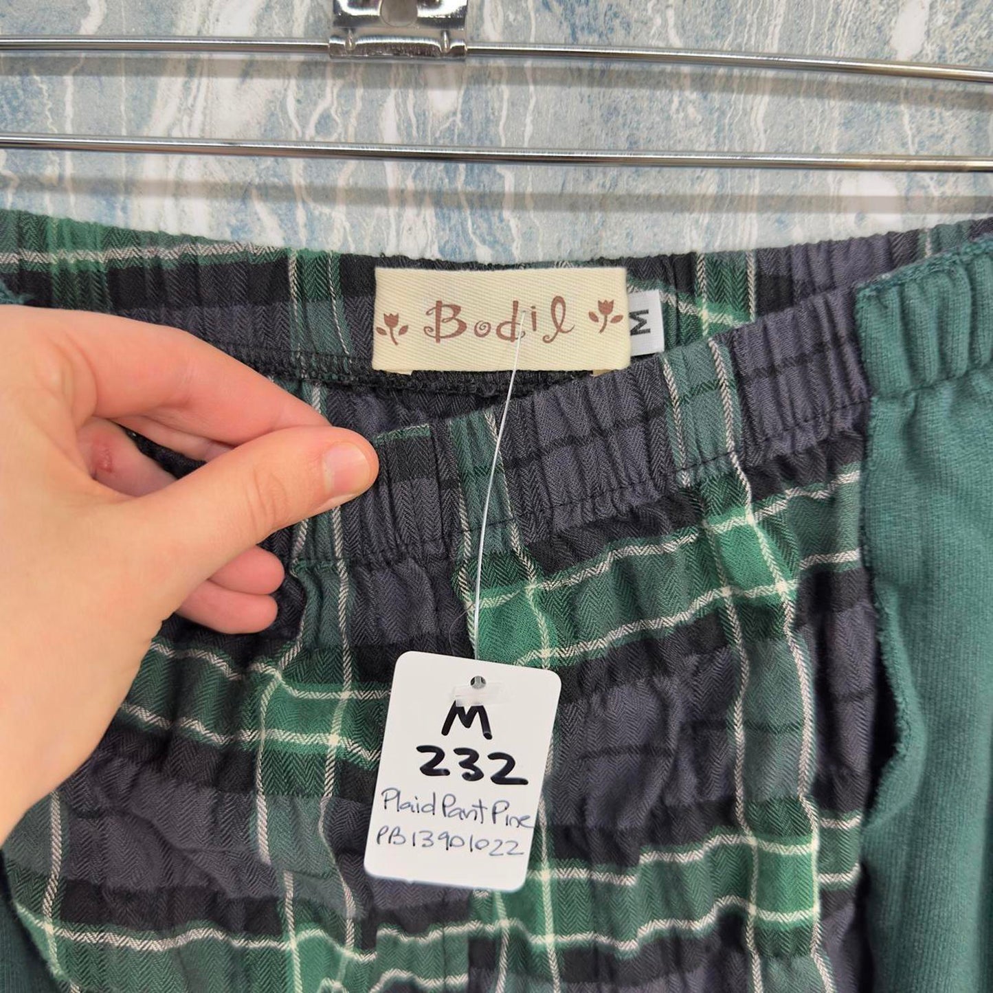 Designer Bodil Green Plaid Patchwork Pants (M)