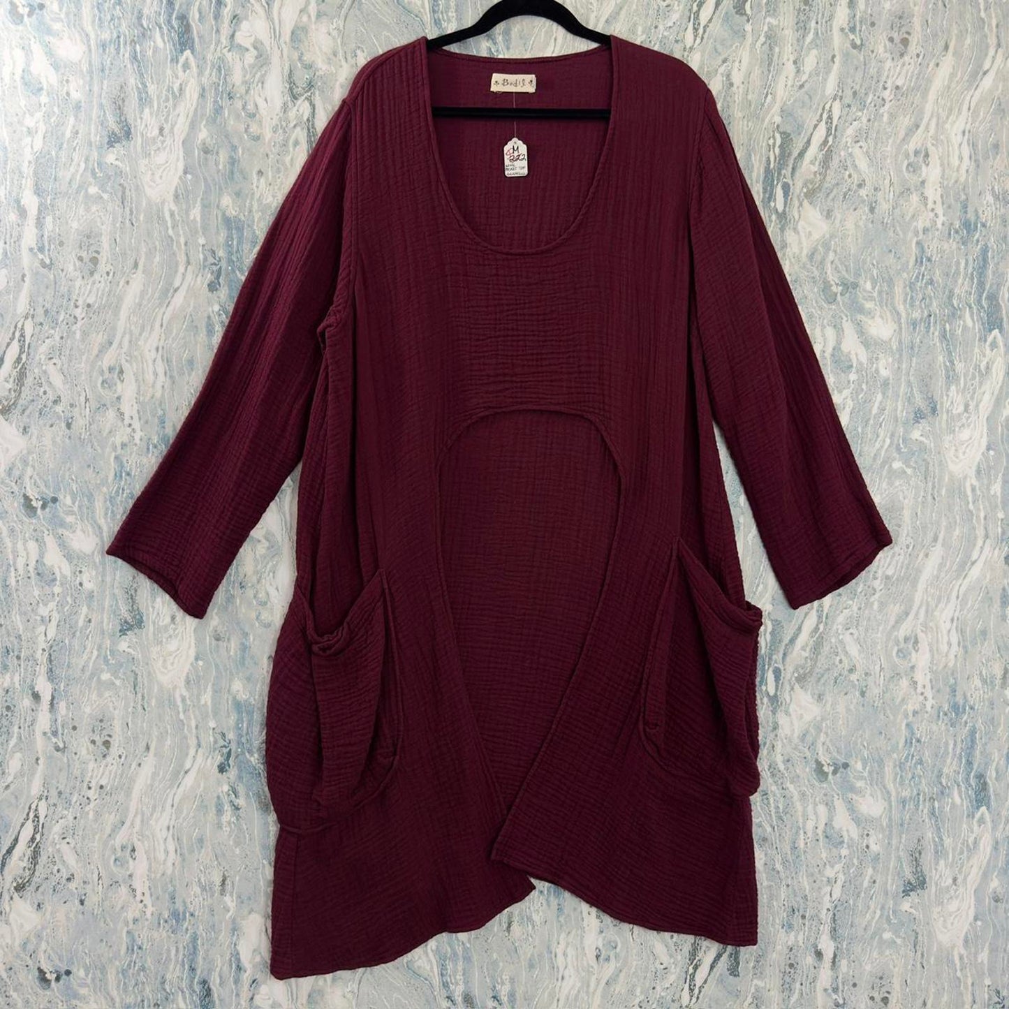 Boho Burgundy Layered Tunic Dress (M)