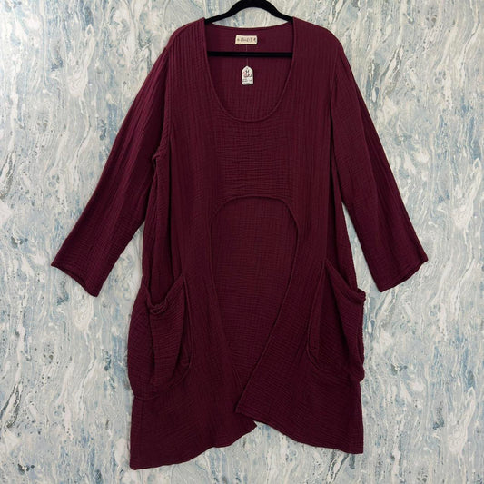 Boho Burgundy Layered Tunic Dress (M)