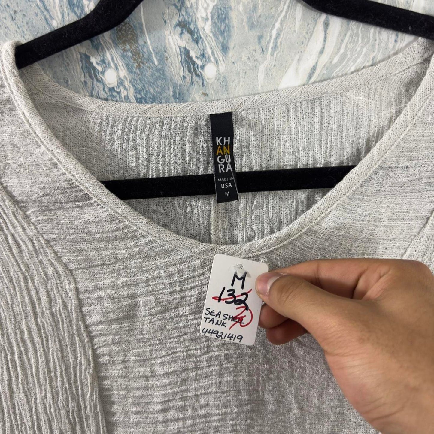 Designer Gray Textured Sleeveless Tank Top (M)