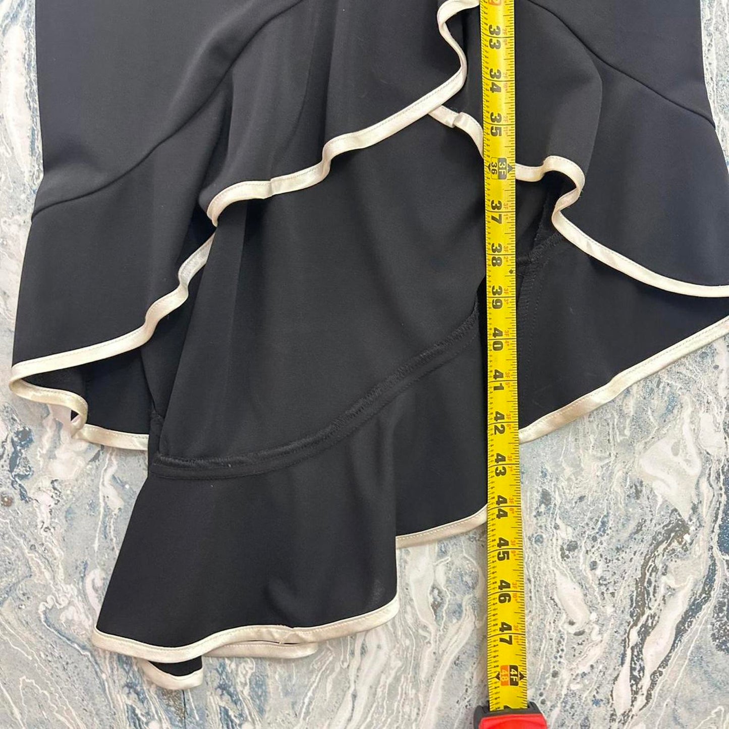 Vintage RAMPAGE Elegant Black Strapless Ruffle Trim Midi Dress (M)