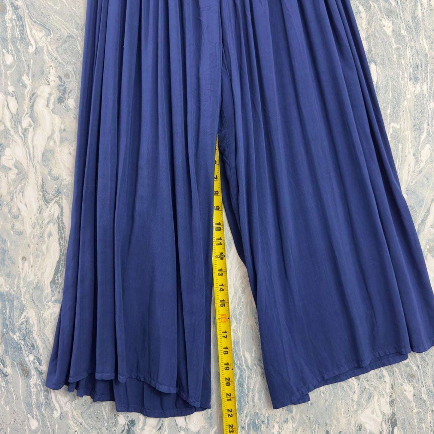 Designer Wide Leg Navy Pleated Pants (1)