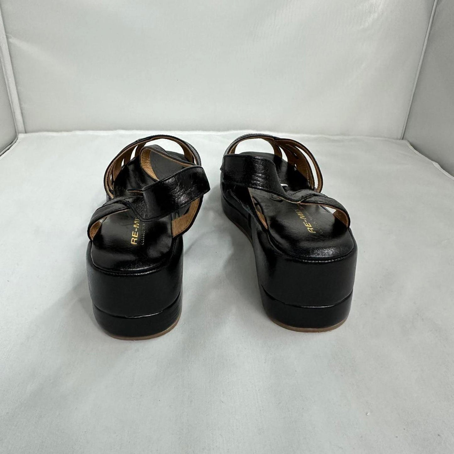 Vintage Black Strappy Platform Sandals (10)