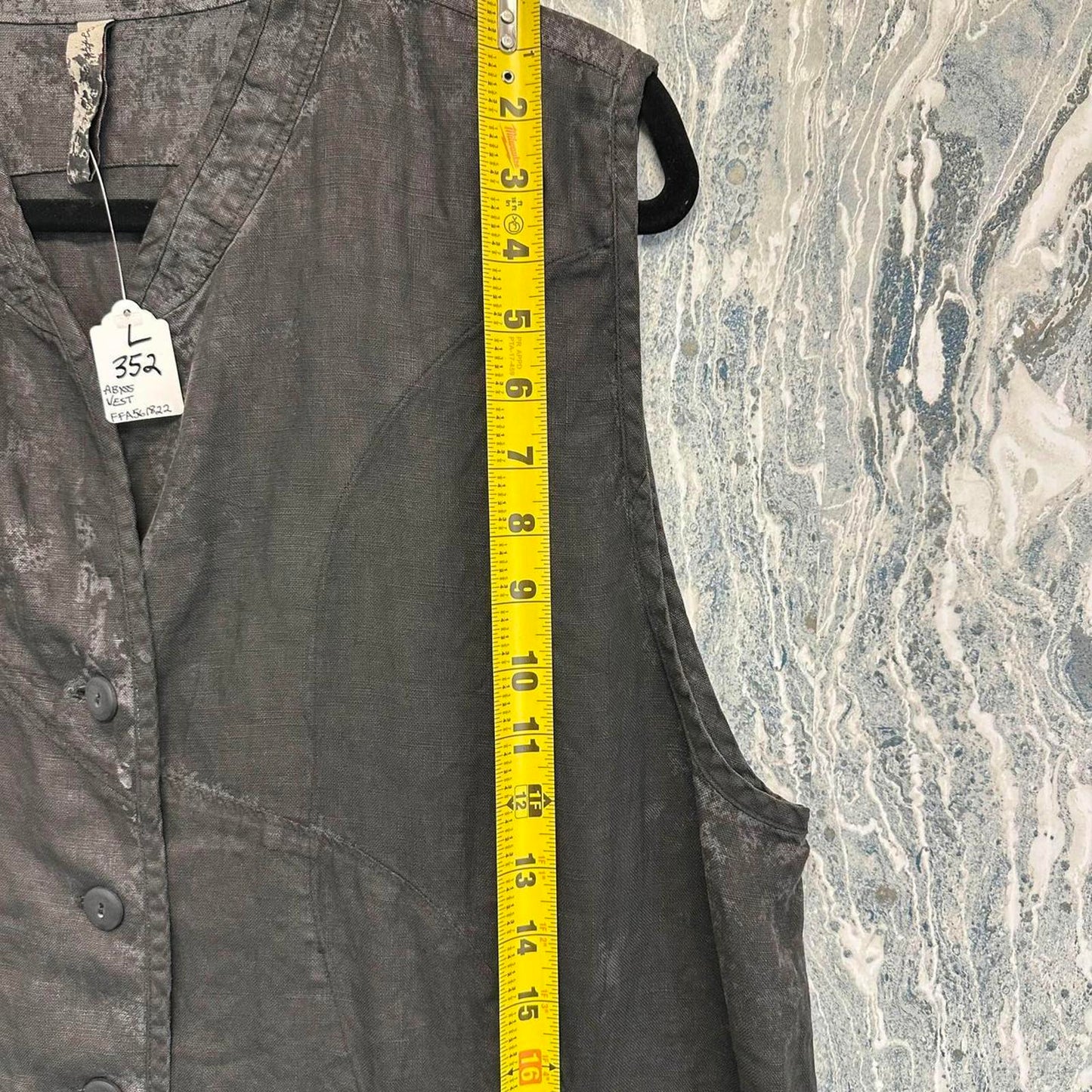 Dark Sleeveless Button-Up Linen Vest Dress (L)