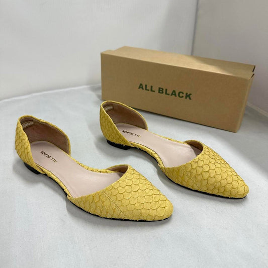 Designer Yellow Fish Scale Textured Flats (37)