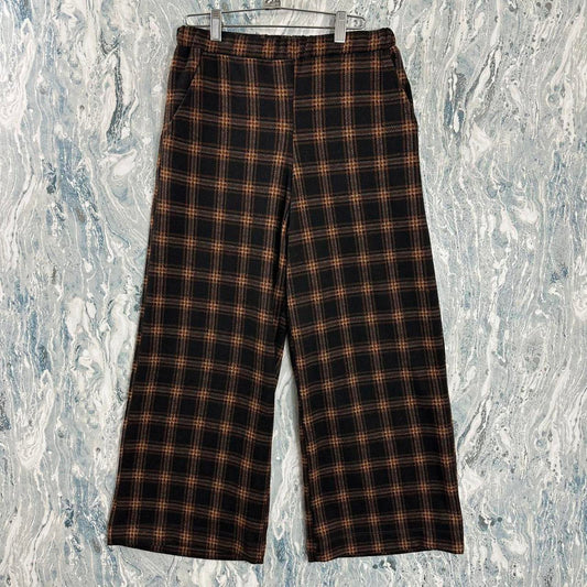 ALEMBIKA Brown Plaid Wide Leg Casual Pants (2)