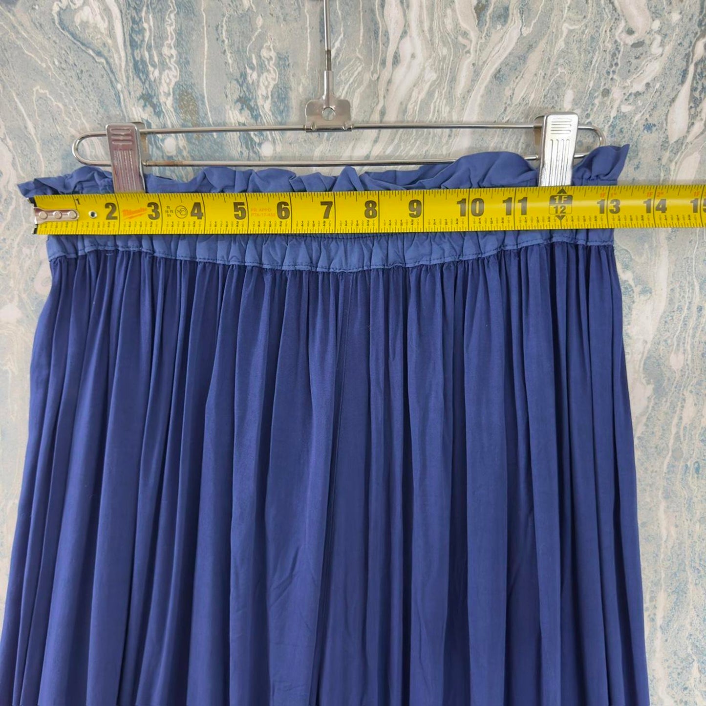 Designer Wide Leg Navy Pleated Pants (1)