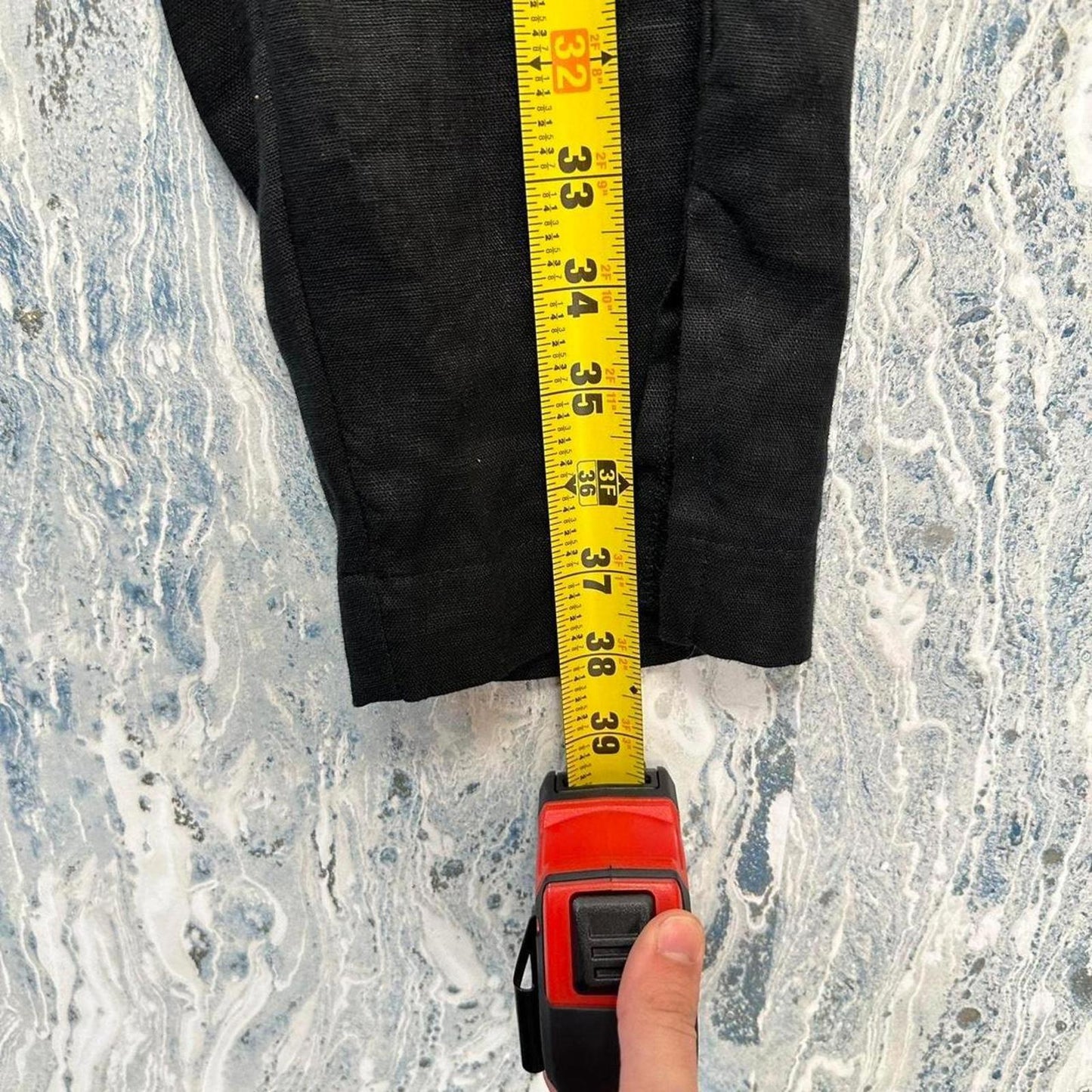 Minimalist basic black linen pants (S)