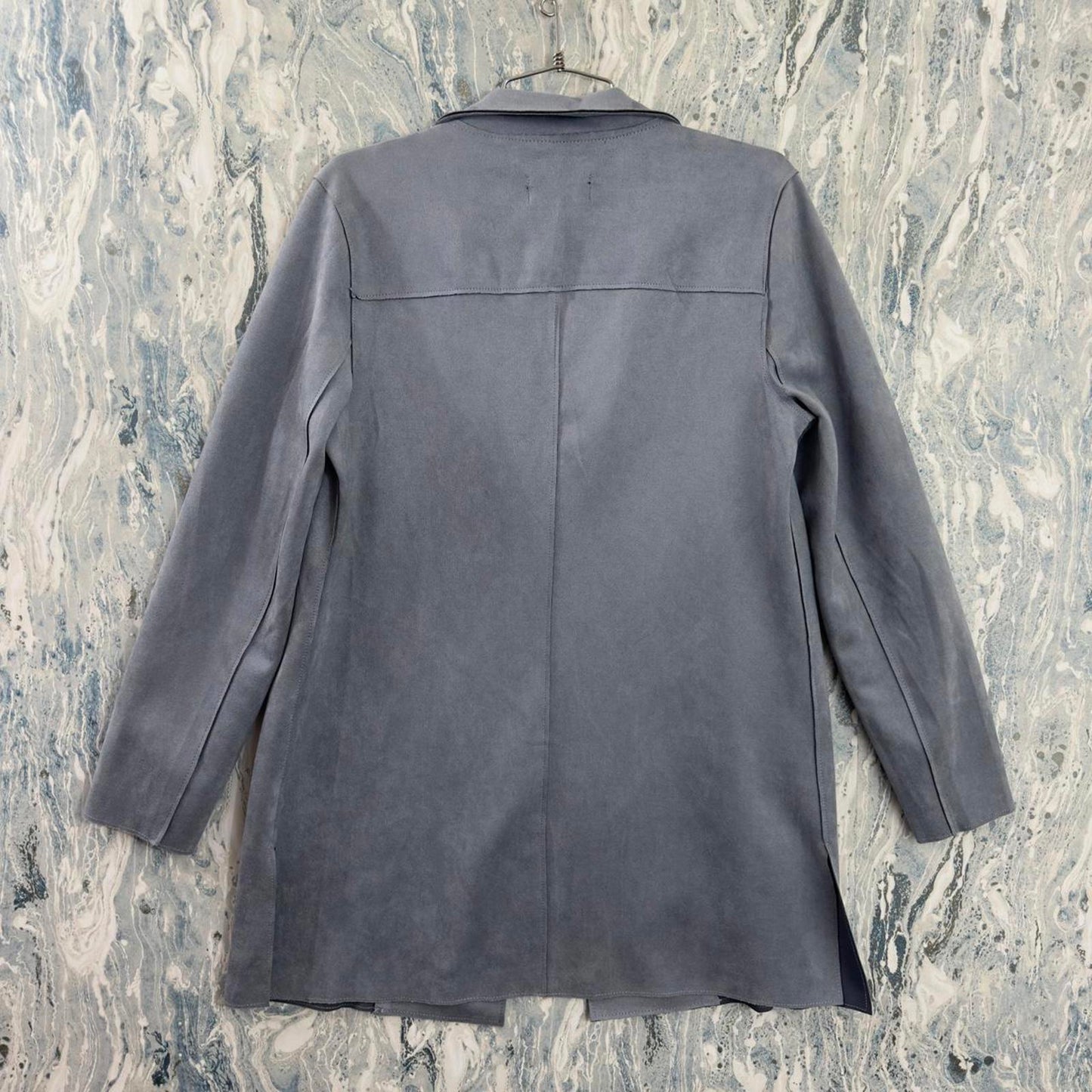 PREMISE Ash Blue Faux Leather Coat (S)