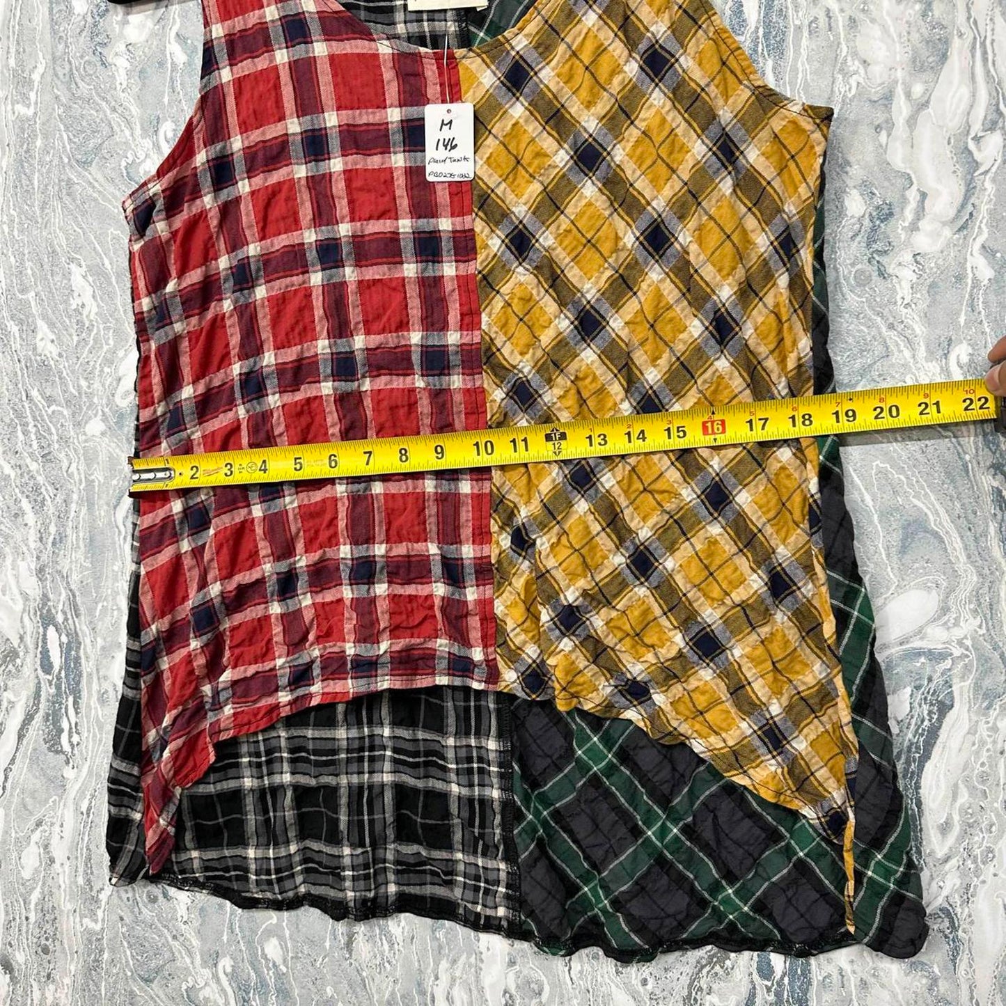 Designer Patchwork Plaid Sleeveless Top (M)
