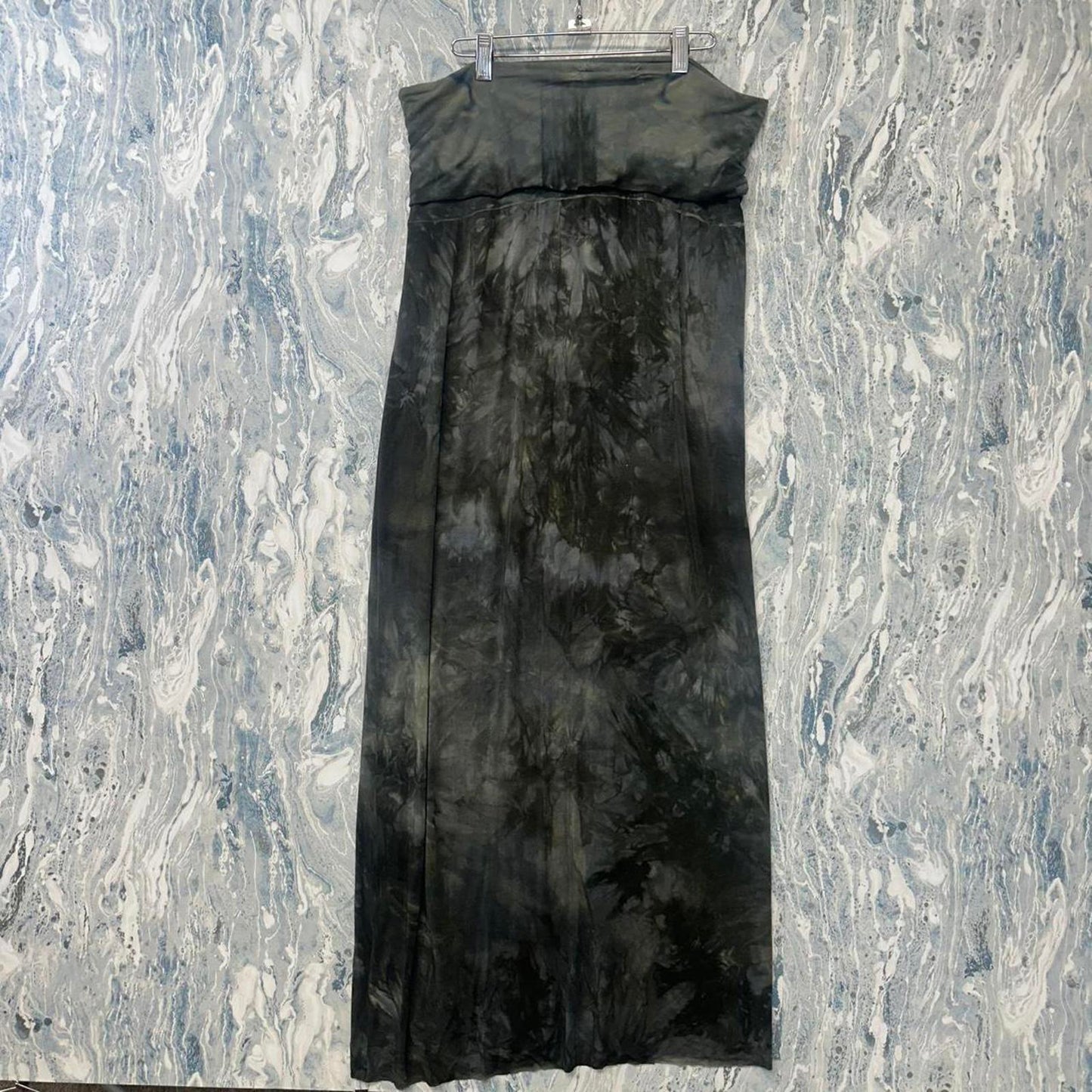 Designer Grunge Fairy Tie-Dye Black Strapless Maxi Dress (3/L)
