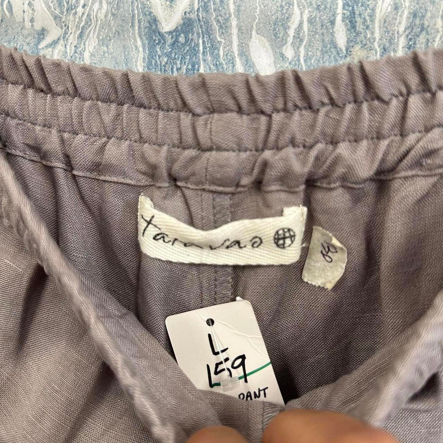 boho beige brown wideleg pants (L)