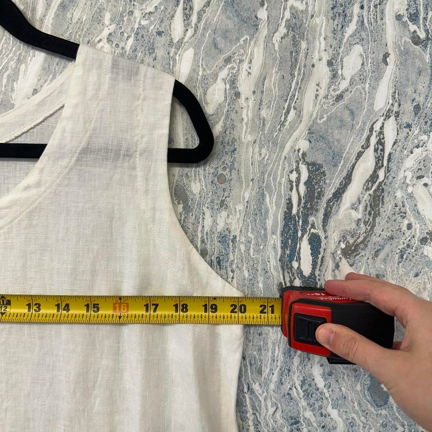 Bodil Boho White Sleeveless Tank Dress with Pocket (S)