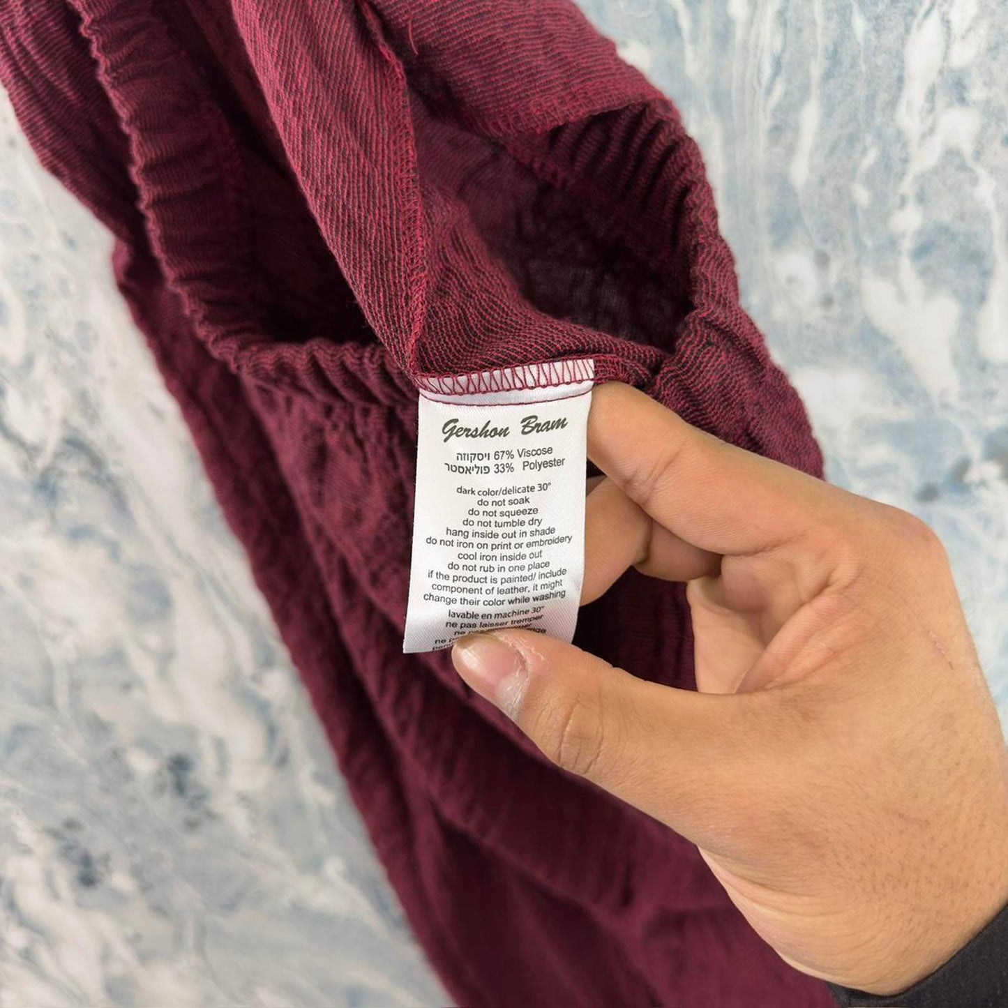 Designer Burgundy Textured Wide Leg Pants (L)