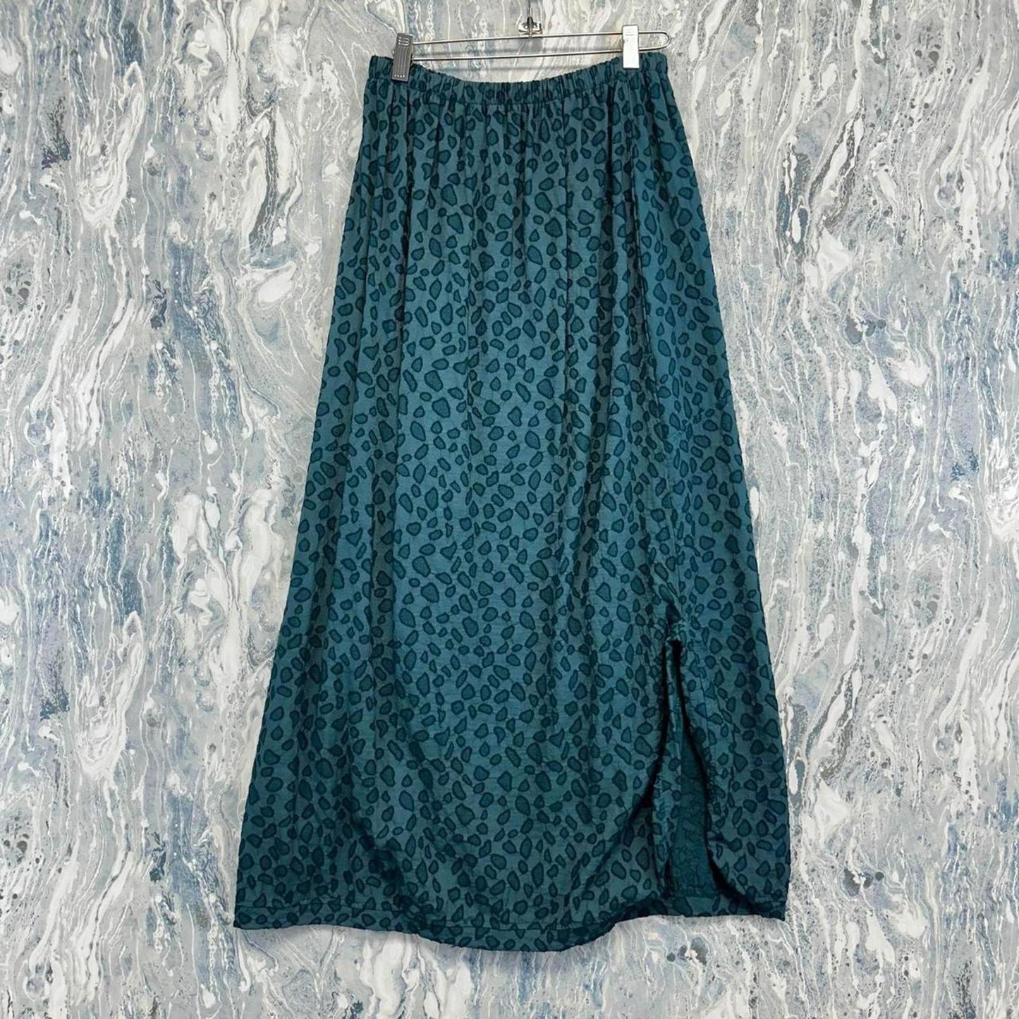Blue Leopard Print Maxi Skirt (M)