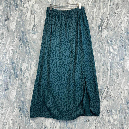 Blue Leopard Print Maxi Skirt (M)