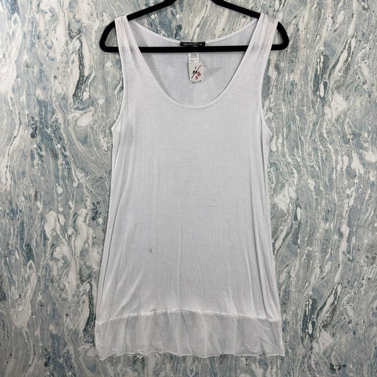 Boho White Sleeveless Ruffle Hem Mini Dress (1)