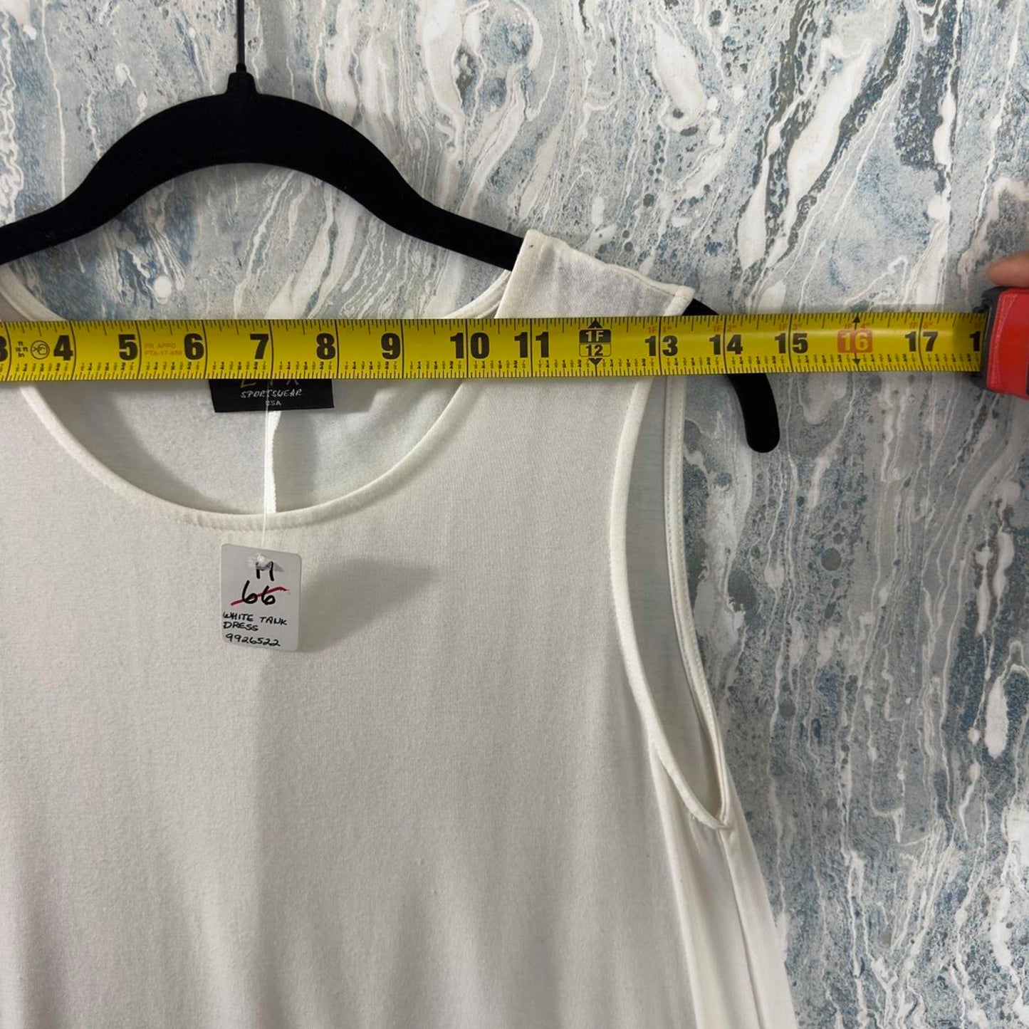 Casual Designer White Sleeveless Tank Top Dress (M)