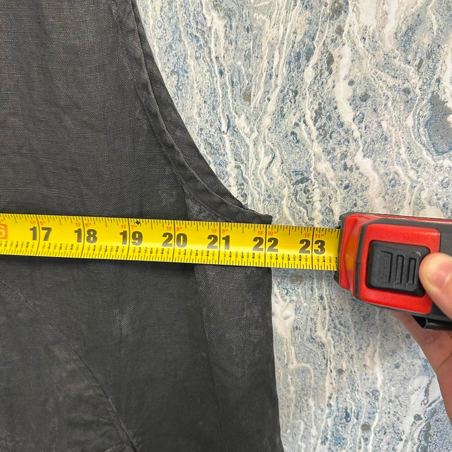 Dark Sleeveless Button-Up Linen Vest Dress (L)