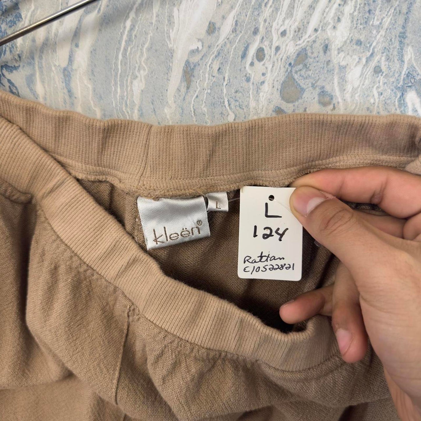 Designer Boho Wide-Leg Taupe Trousers (L)