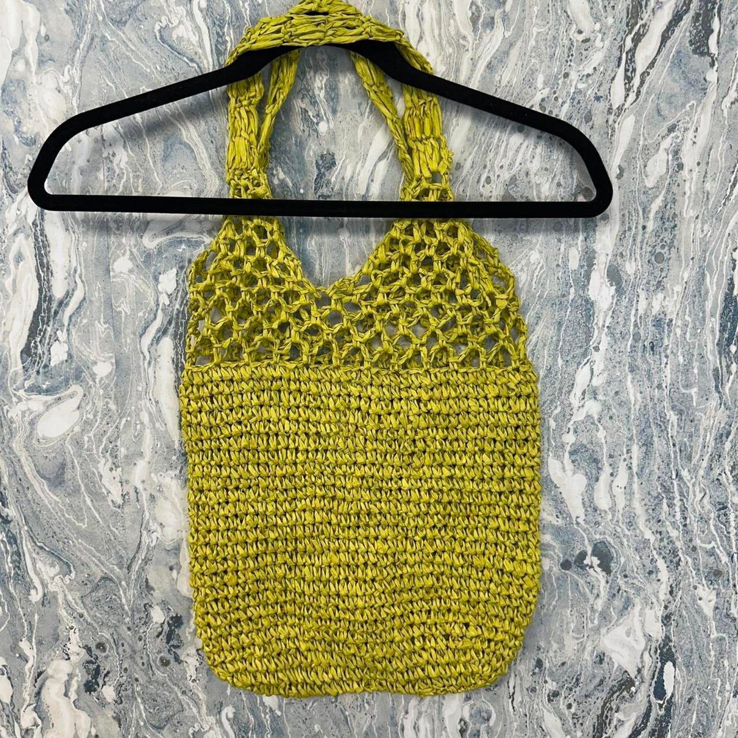 Boho Olive Green Crochet Tote Bag