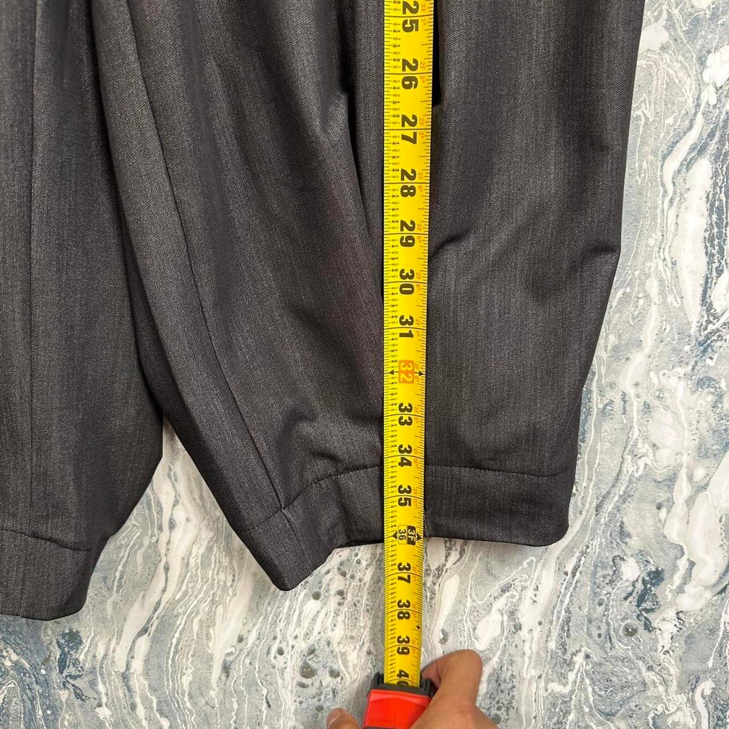 grey wide leg office pants (L)