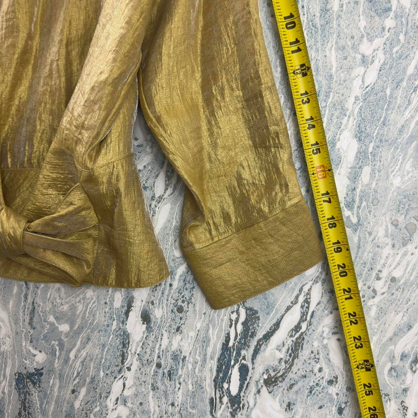 Vintage Coldwater Creek Metallic Gold Wrap Blouse with Tie Detail (PL)