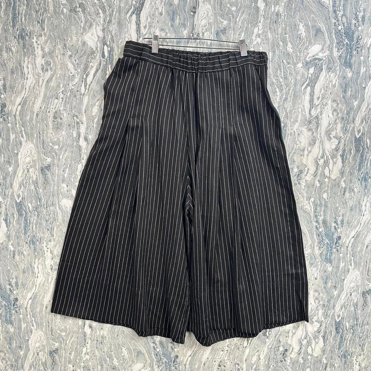 Boho wide leg black pin striped pants (4)