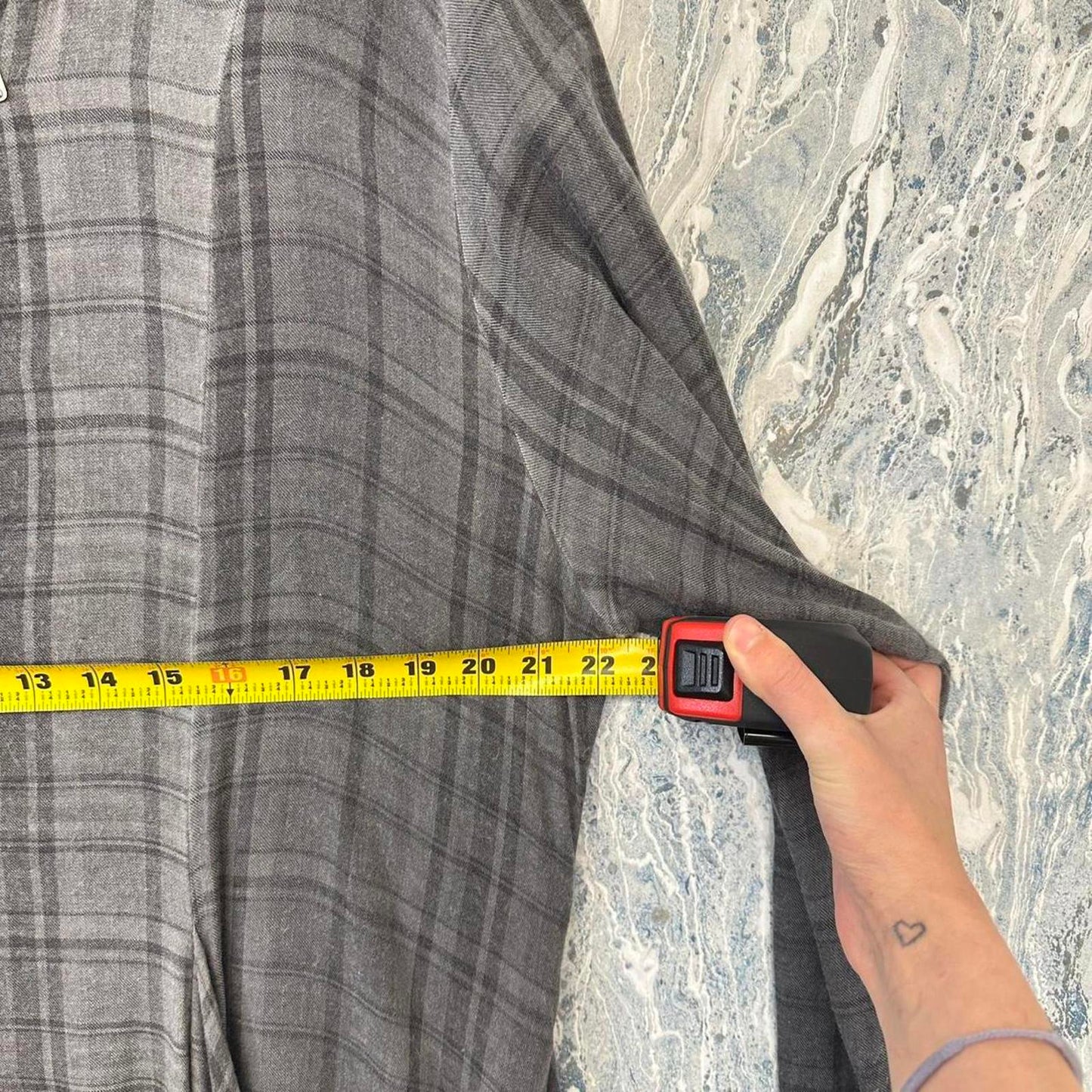 Cynthia Ashby Designer Grey Plaid Shirt Maxidress (L)