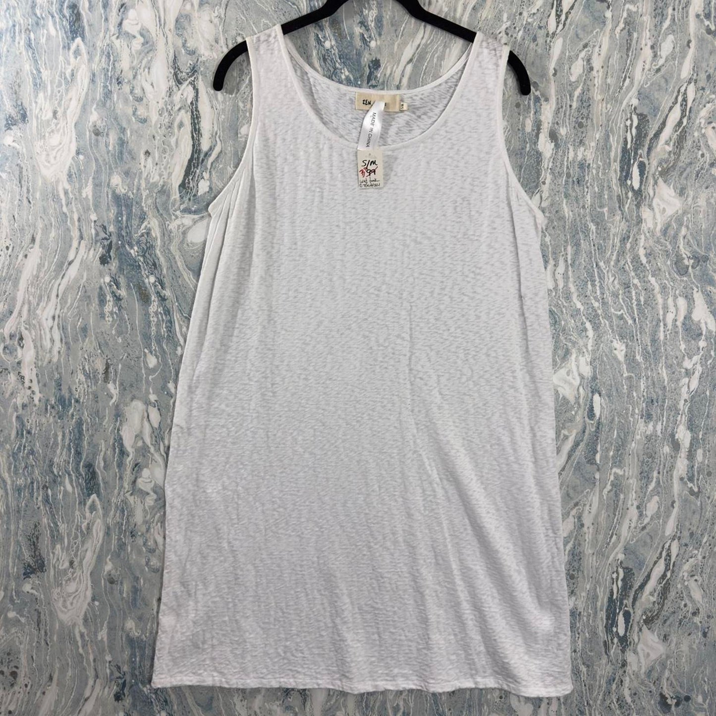 Minimalist White Sleeveless Tank Mini Dress (S)