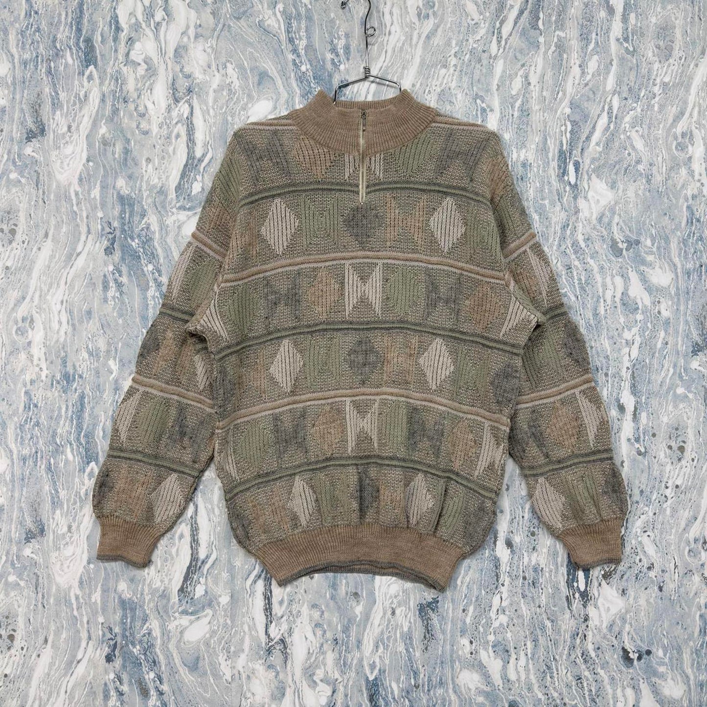 GALILEI Vintage Patterned Earth Tone Academia Sweater (L)