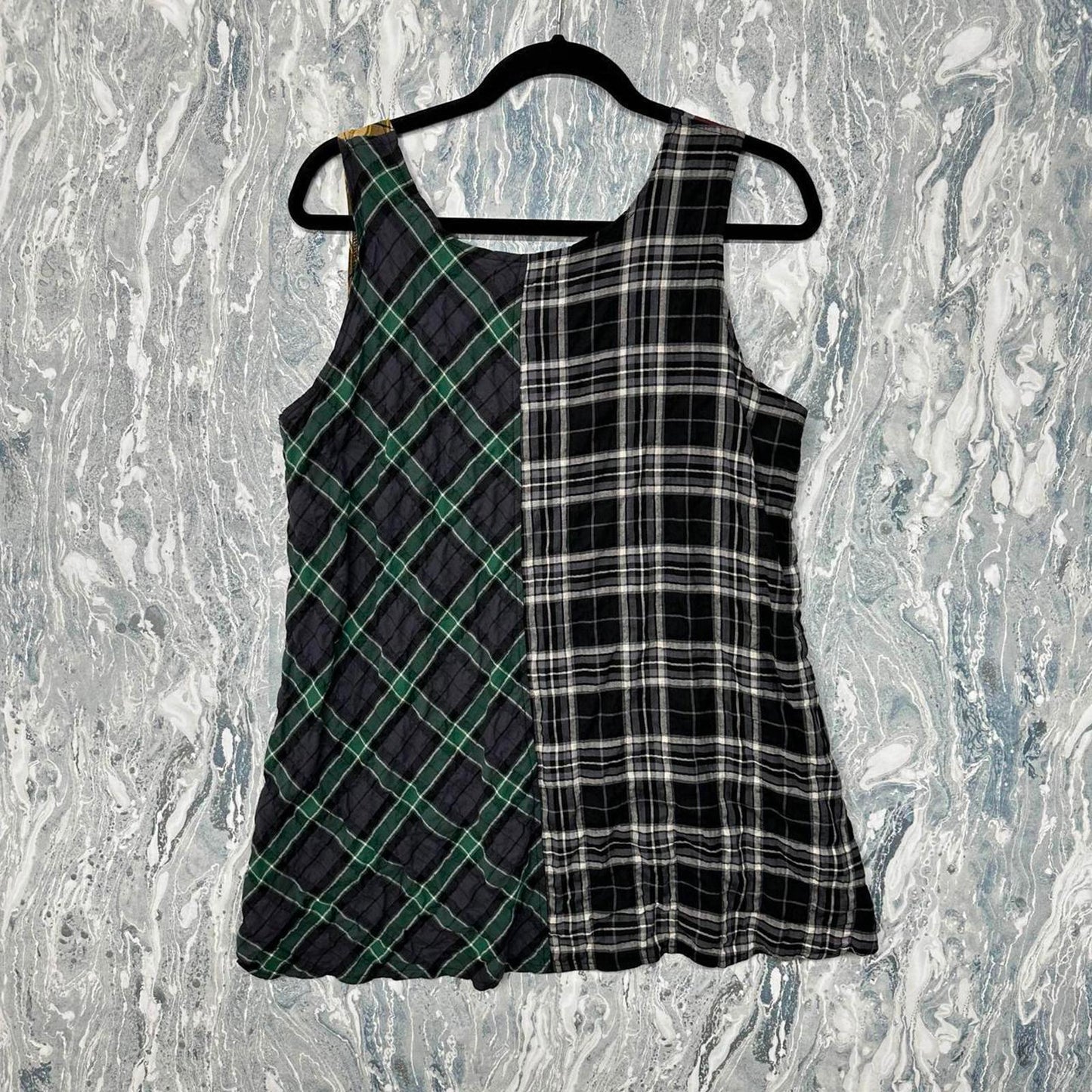 Designer Patchwork Plaid Sleeveless Top (M)