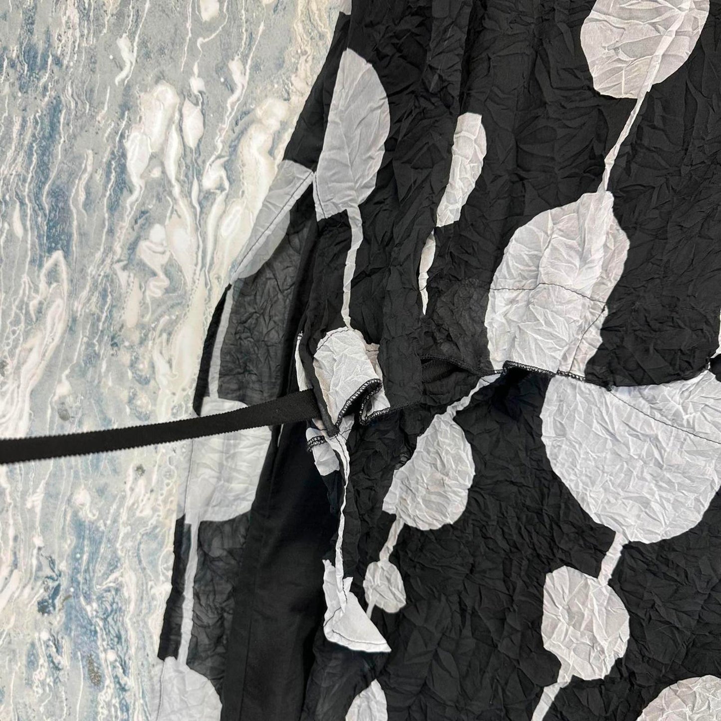 Gershon Bram Contemporary Black Gray Abstract Pattern Dress (L)